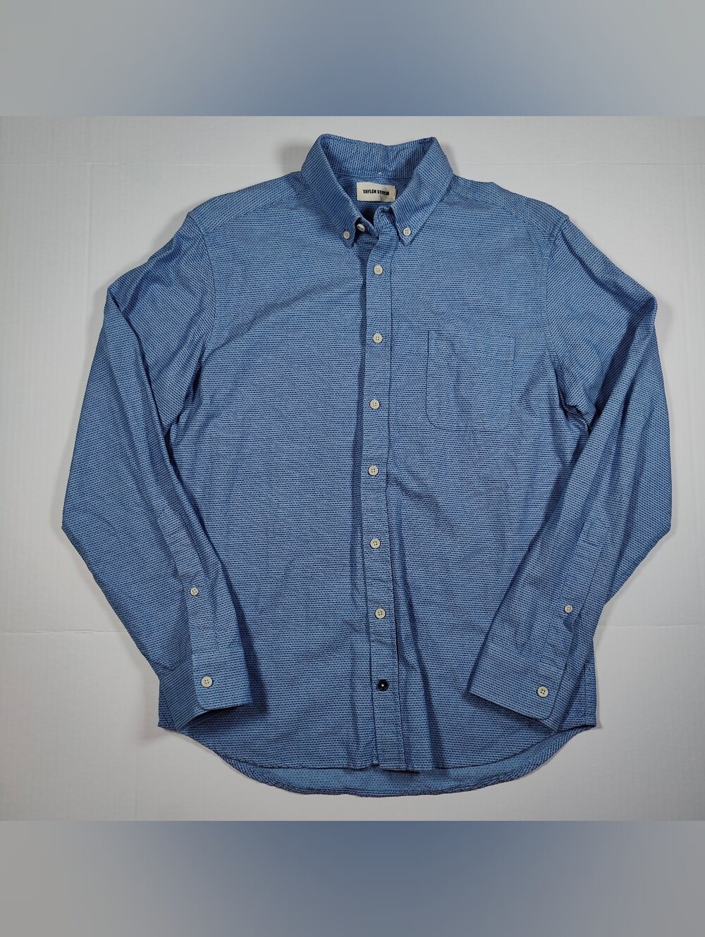 Taylor Stitch Men Blue Weave 100% Organic Cotton Button Down Shirt Size 40 (~M)